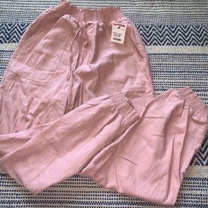 Brand new light pink linen joggers size medium